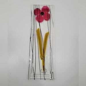 Lata Fused Glass Floral Rectangular Plate Made In USA
